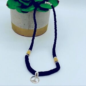 Black Silver Peace Sign Necklace